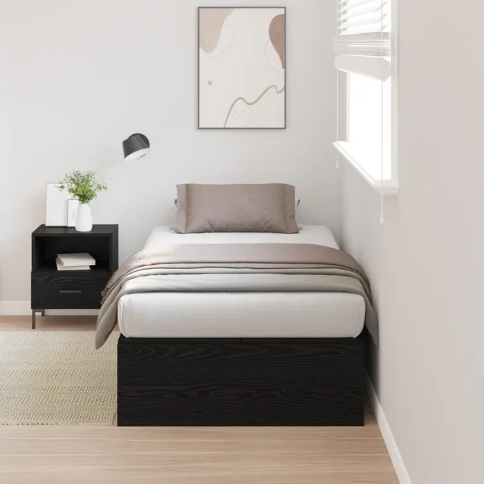 vidaXL Storage Bed Frame Black Oak 90×190 cm