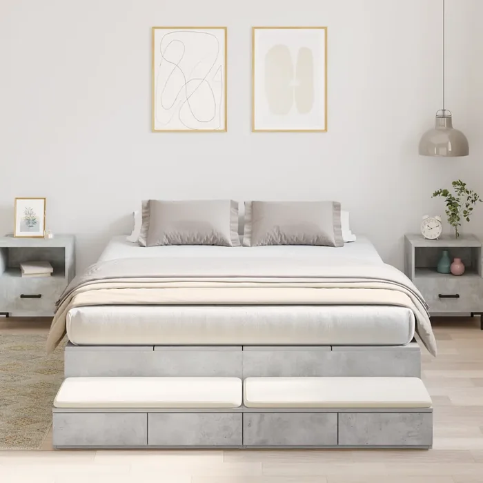 vidaXL Storage Bed Frame Concrete Grey 160×200 cm