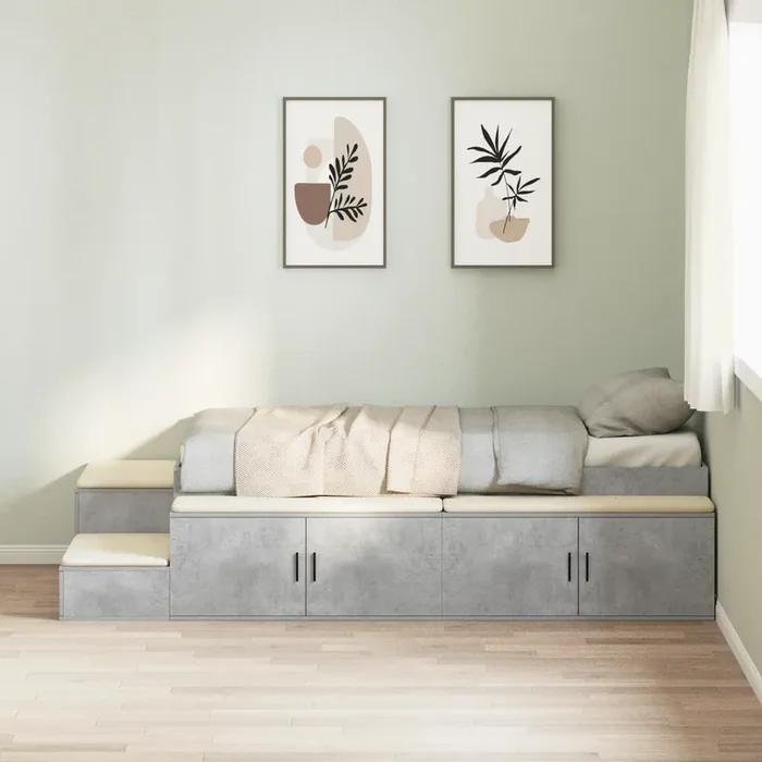 vidaXL Storage Bed Frame Concrete Grey 75×190 cm