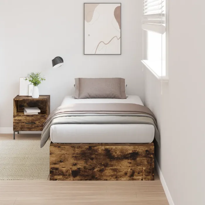 vidaXL Storage Bed Frame Smoked Oak 90×200 cm