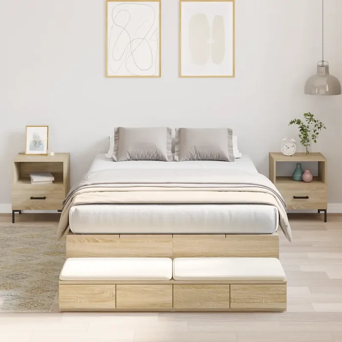 vidaXL Storage Bed Frame Sonoma Oak 120×190 cm