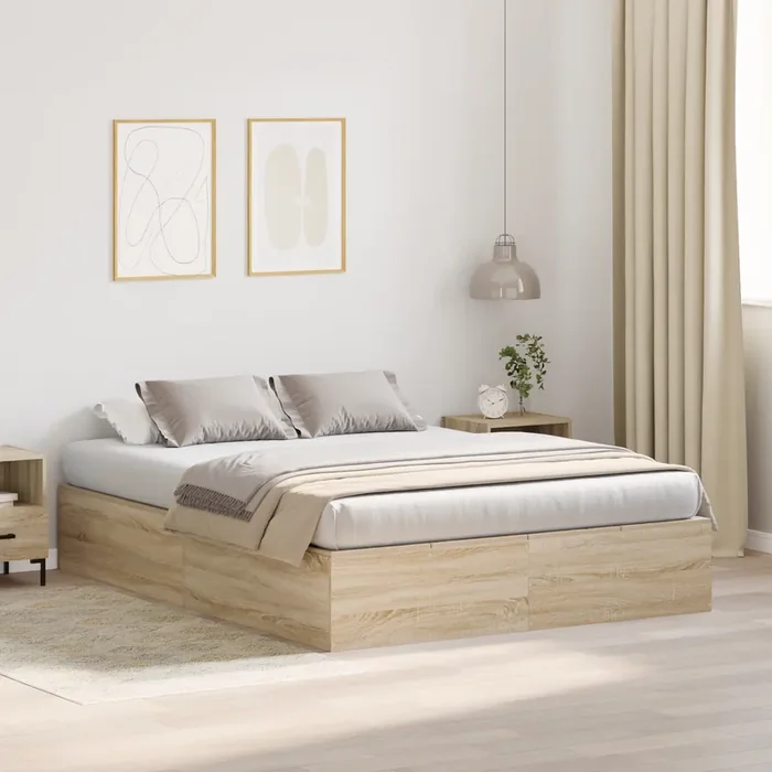 vidaXL Storage Bed Frame Sonoma Oak 140×190 cm