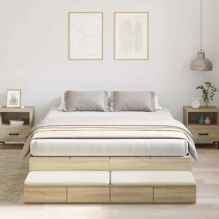 vidaXL Storage Bed Frame Sonoma Oak 140×200 cm