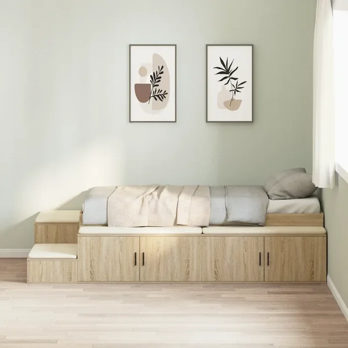 vidaXL Storage Bed Frame Sonoma Oak 90×200 cm