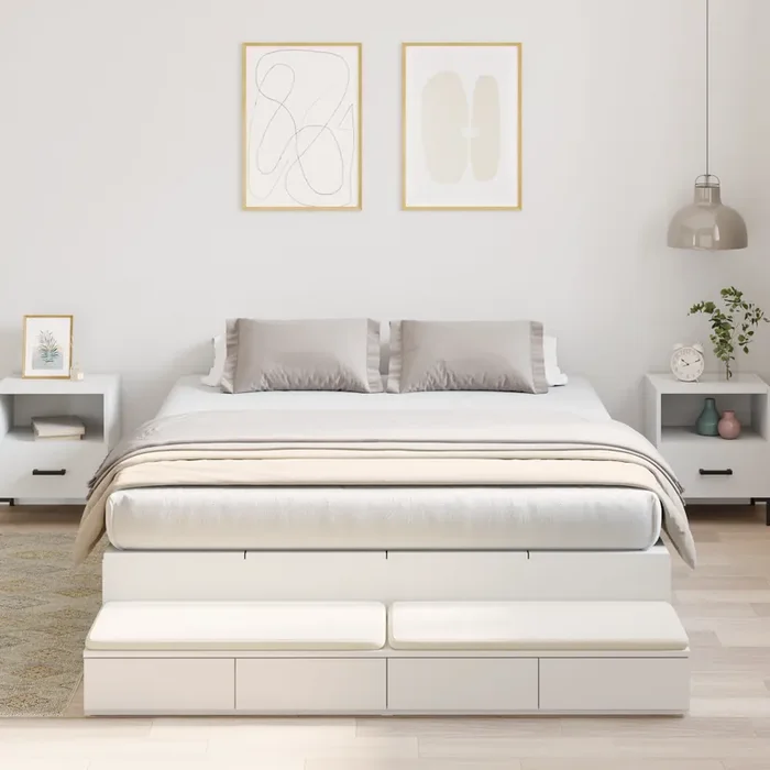 vidaXL Storage Bed Frame White 135×190 cm