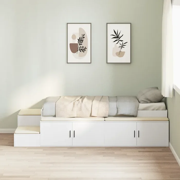 vidaXL Storage Bed Frame White 90×200 cm