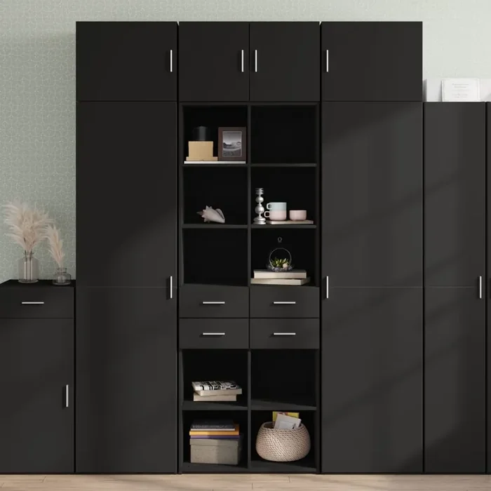 vidaXL Storage Cabinet Black 70×42.5×225 cm Engineered Wood