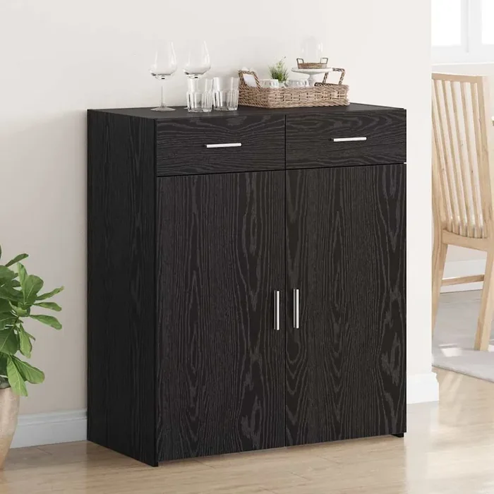vidaXL Storage Cabinet Black Oak 80×42.5×93.5 cm Engineered Wood