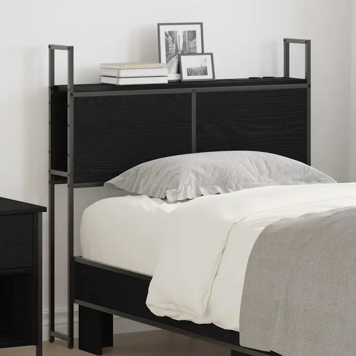 vidaXL Storage Headboard Black oak 100 cm Engineered wood