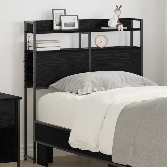 vidaXL Storage Headboard Black oak 100 cm Engineered wood