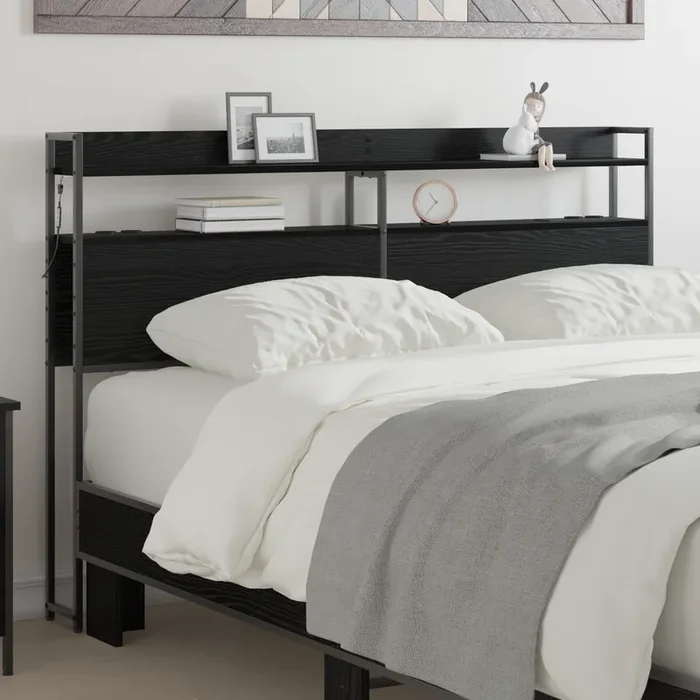 vidaXL Storage Headboard Black oak 120 cm Engineered wood