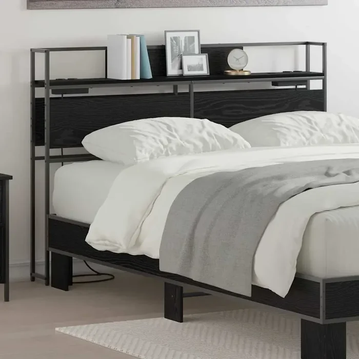 vidaXL Storage Headboard Black oak 150 cm Engineered wood