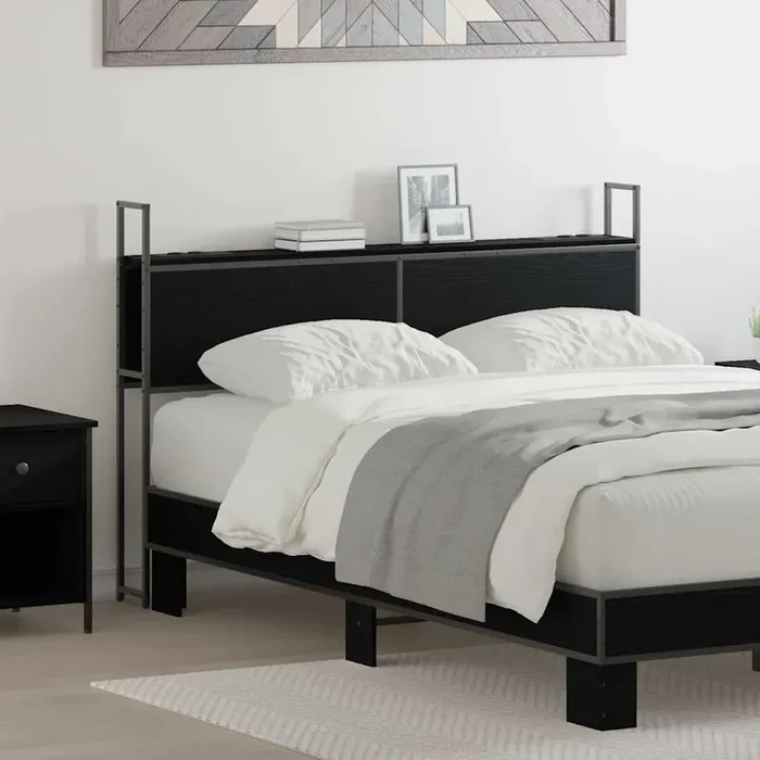 vidaXL Storage Headboard Black oak 160 cm Engineered wood