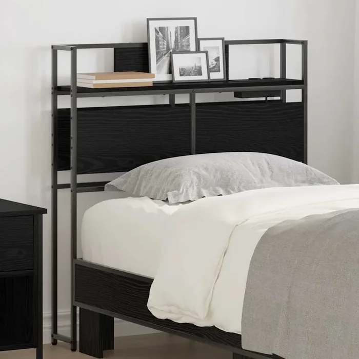 vidaXL Storage Headboard Black oak 80 cm Engineered wood