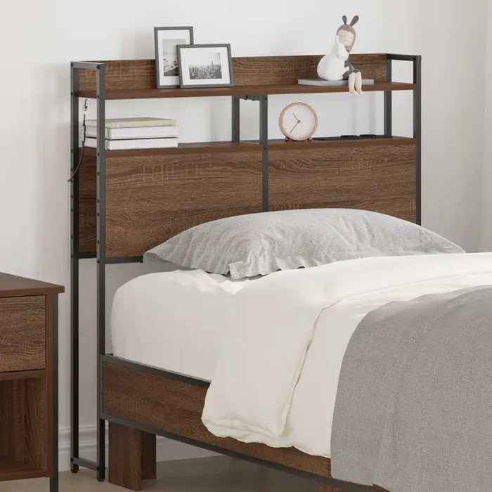 vidaXL Storage Headboard Brown oak 100 cm Engineered wood