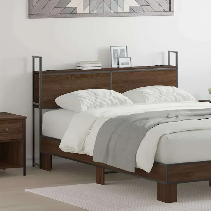 vidaXL Storage Headboard Brown oak 140 cm Engineered wood