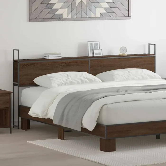 vidaXL Storage Headboard Brown oak 180 cm Engineered wood