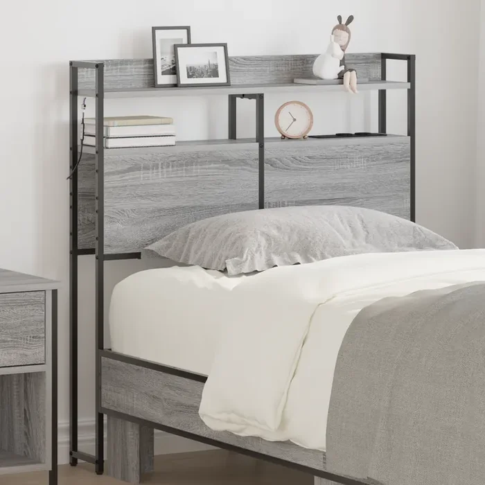 vidaXL Storage Headboard Grey sonoma 100 cm Engineered wood