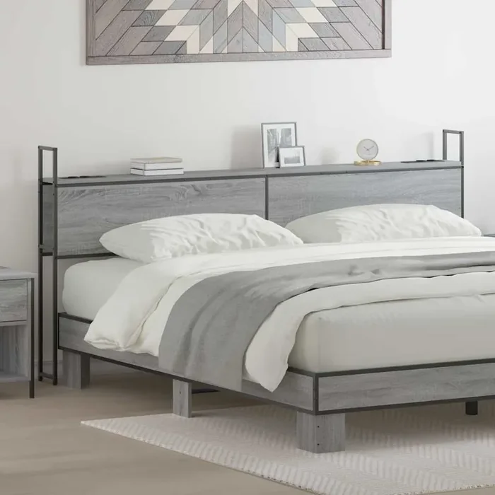 vidaXL Storage Headboard Grey sonoma 180 cm Engineered wood