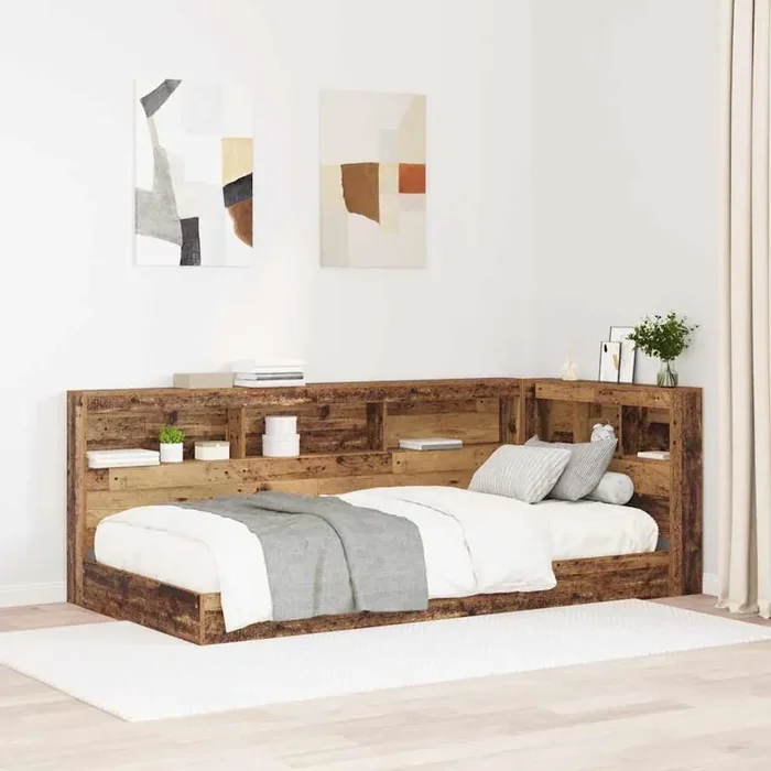 vidaXL Storage Headboard Old wood 90 cm Melamine-coated wood
