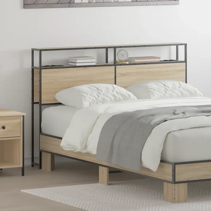 vidaXL Storage Headboard Sonoma oak 120 cm Engineered wood