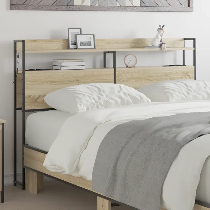 vidaXL Storage Headboard Sonoma oak 135 cm Engineered wood