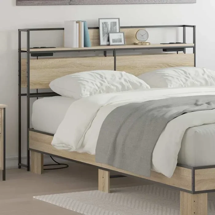 vidaXL Storage Headboard Sonoma oak 140 cm Engineered wood