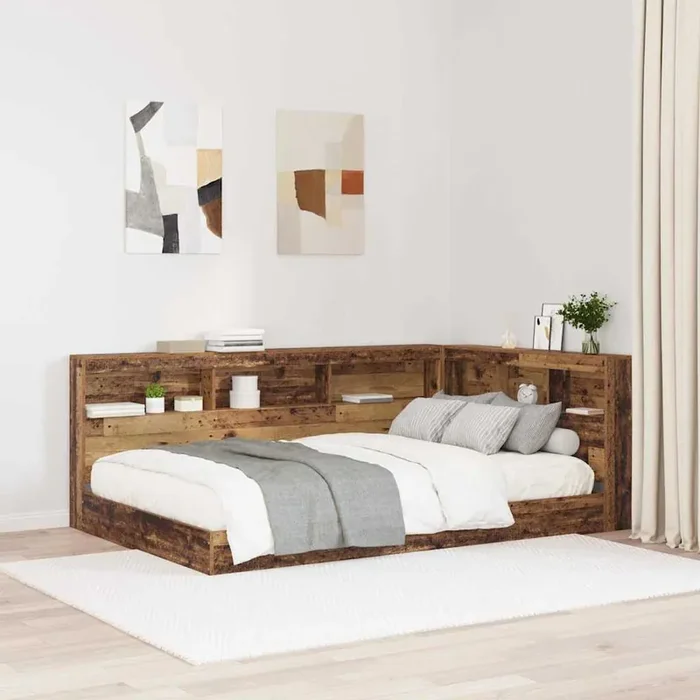 vidaXL Storage Headboard with Shelf Old wood 120 cm Engineered wood