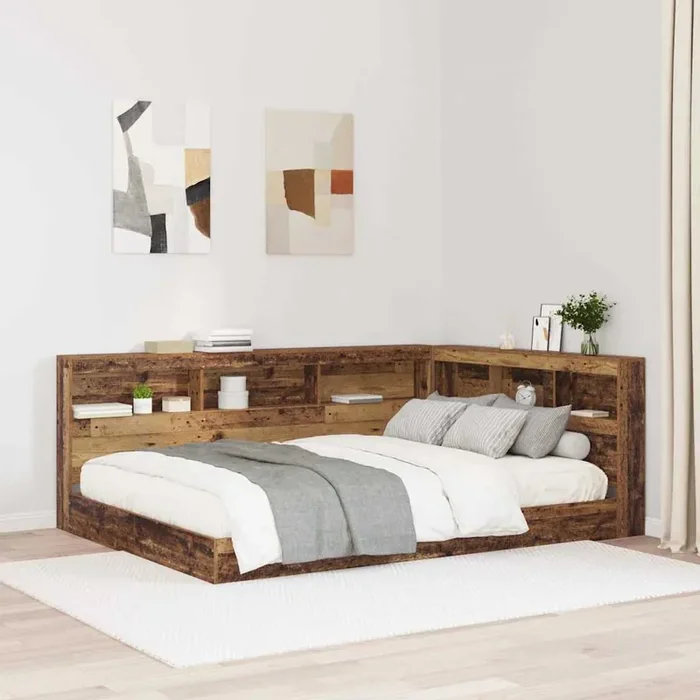 vidaXL Storage Headboard with Shelf Old wood 150 cm Engineered wood