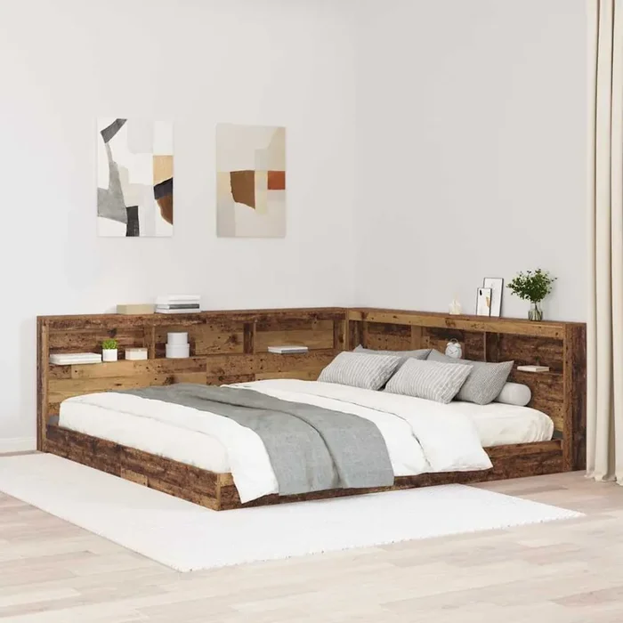 vidaXL Storage Headboard with Shelf Old wood 200 cm Engineered wood