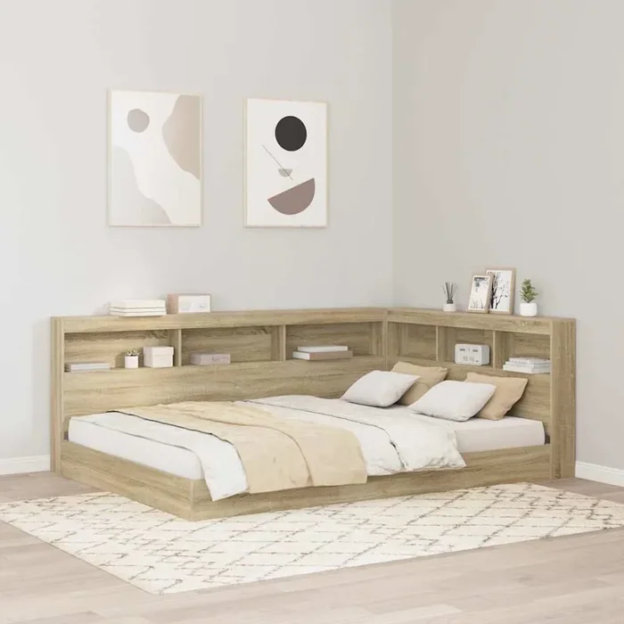 vidaXL Storage Headboard with Shelf Sonoma oak 140 cm Engineered wood