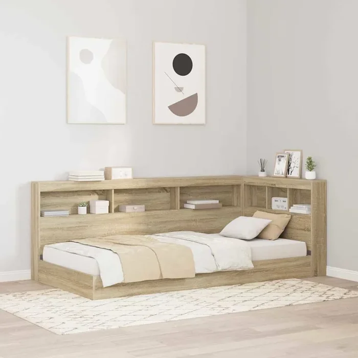 vidaXL Storage Headboard with Shelf Sonoma oak 90 cm Engineered wood