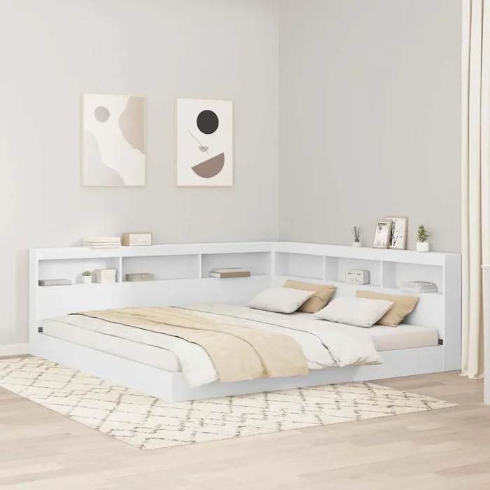 vidaXL Storage Headboard with Shelf with Headboard with Storage White 200 cm Engineered wood