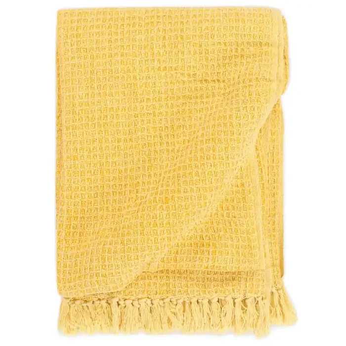 vidaXL Throw Cotton 125×150 cm Mustard Yellow