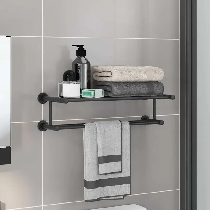 vidaXL Towel Rack Black 61 x 23 x 17 cm Stainless steel