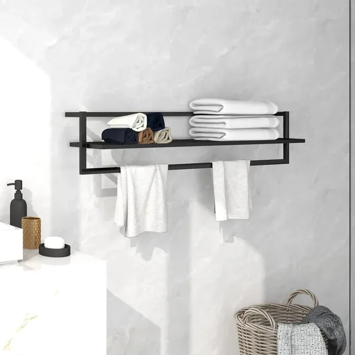 vidaXL Towel Rack Black 95x25x22 cm Iron