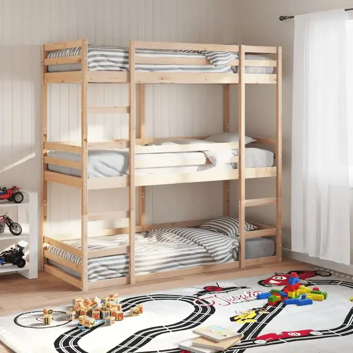 vidaXL Triple Bunk Bed without Mattress 80×200 cm Solid Wood Pine