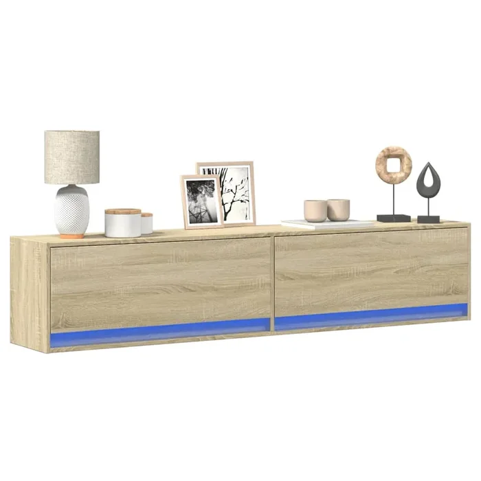 vidaXL TV Wall Cabinet with LED Sonoma Oak 180x31x38 cm