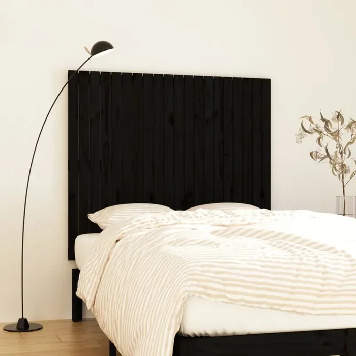 vidaXL Wall Headboard Black 127.5x3x110 cm Solid Wood Pine