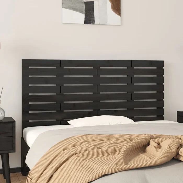 vidaXL Wall Headboard Black 156x3x63 cm Solid Wood Pine
