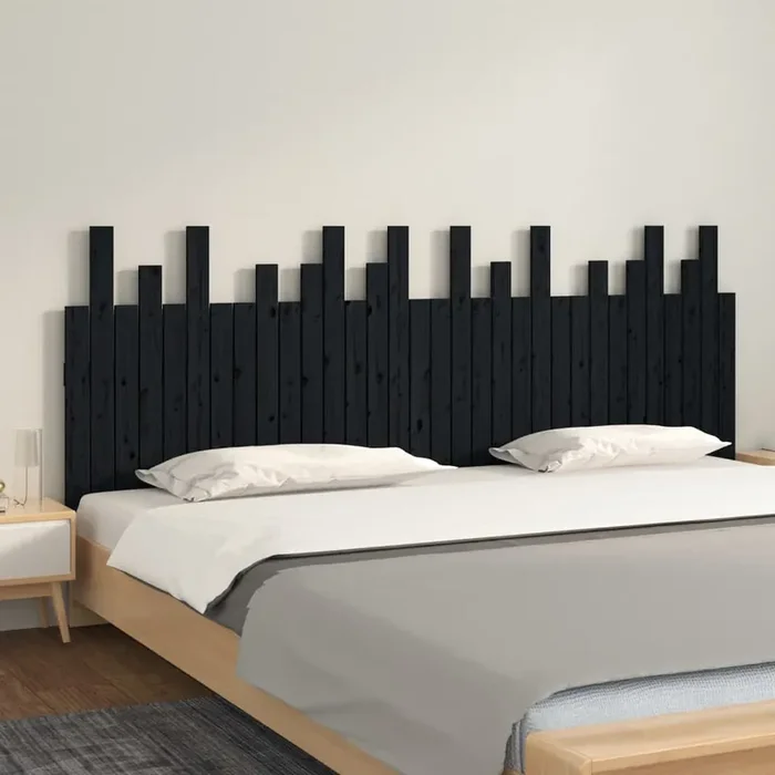 vidaXL Wall Headboard Black 204x3x80 cm Solid Wood Pine