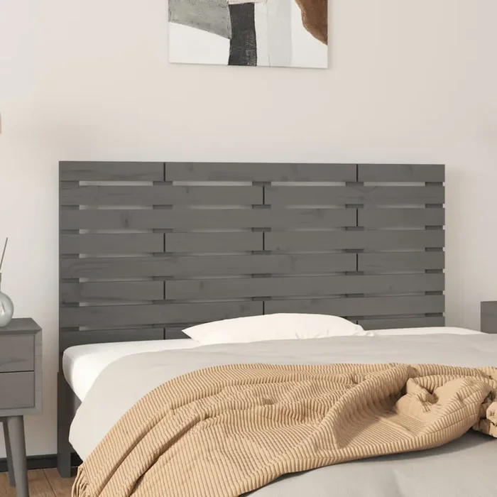 vidaXL Wall Headboard Grey 156x3x63 cm Solid Wood Pine