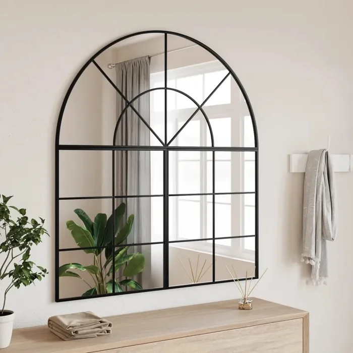 vidaXL Wall Mirror Black 100×110 cm Arch Iron