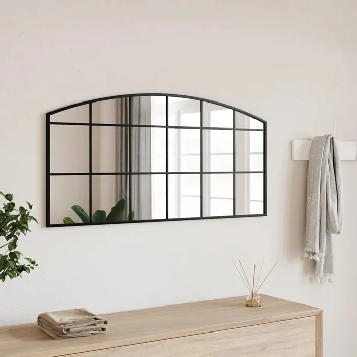 vidaXL Wall Mirror Black 100×50 cm Arch Iron