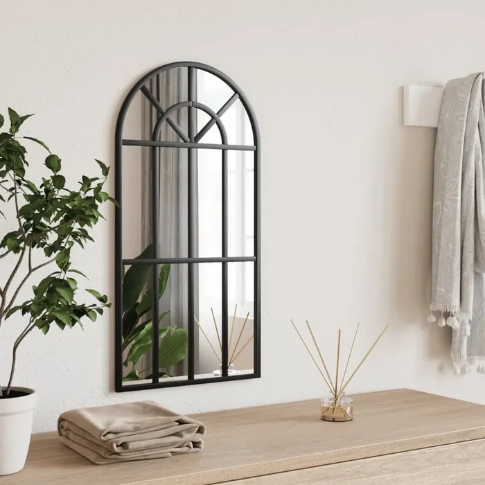 vidaXL Wall Mirror Black 30×60 cm Arch Iron