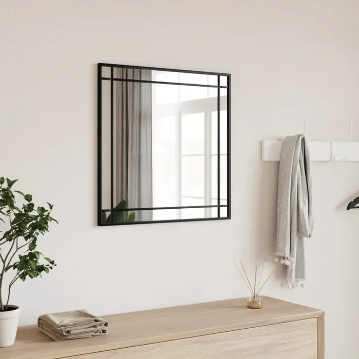 vidaXL Wall Mirror Black 50×50 cm Square Iron