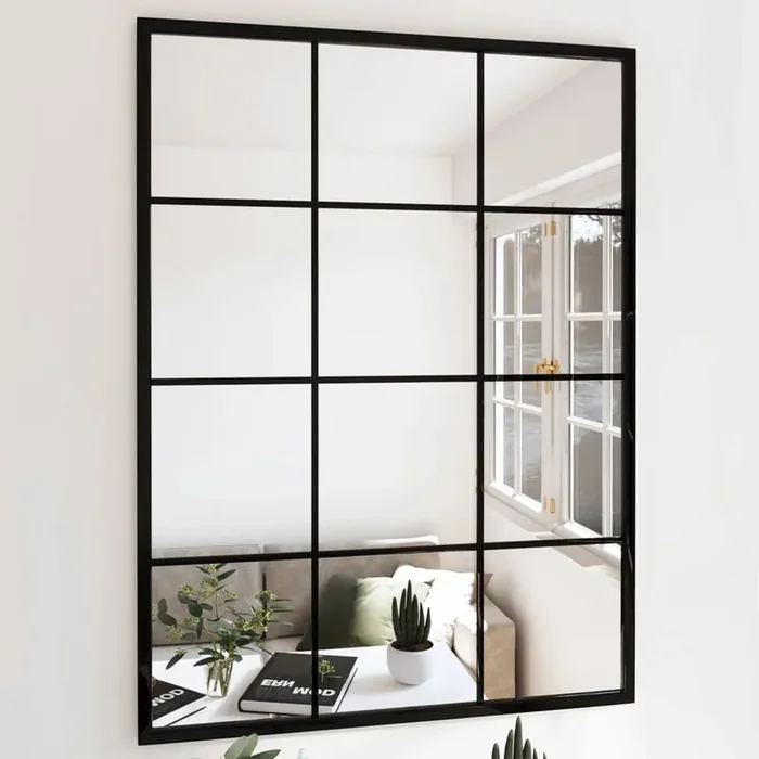vidaXL Wall Mirror Black 80×60 cm Metal