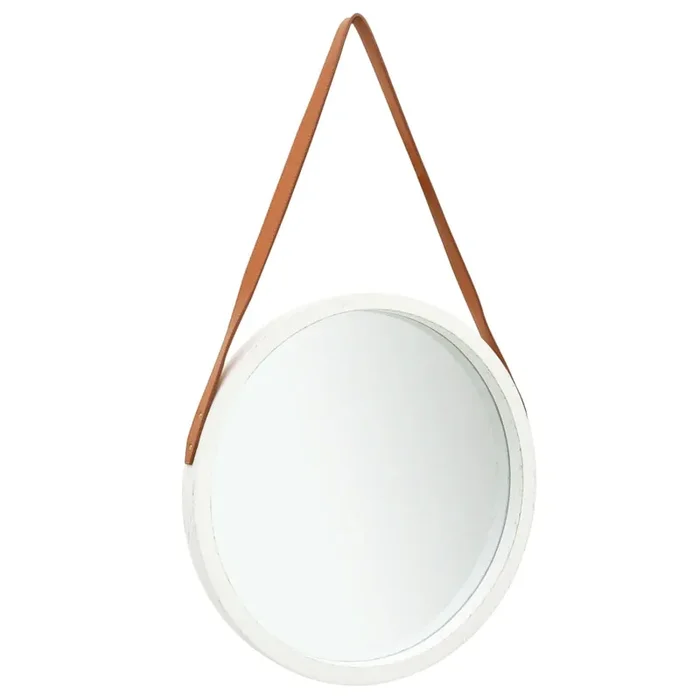 vidaXL Wall Mirror with Strap 50 cm White