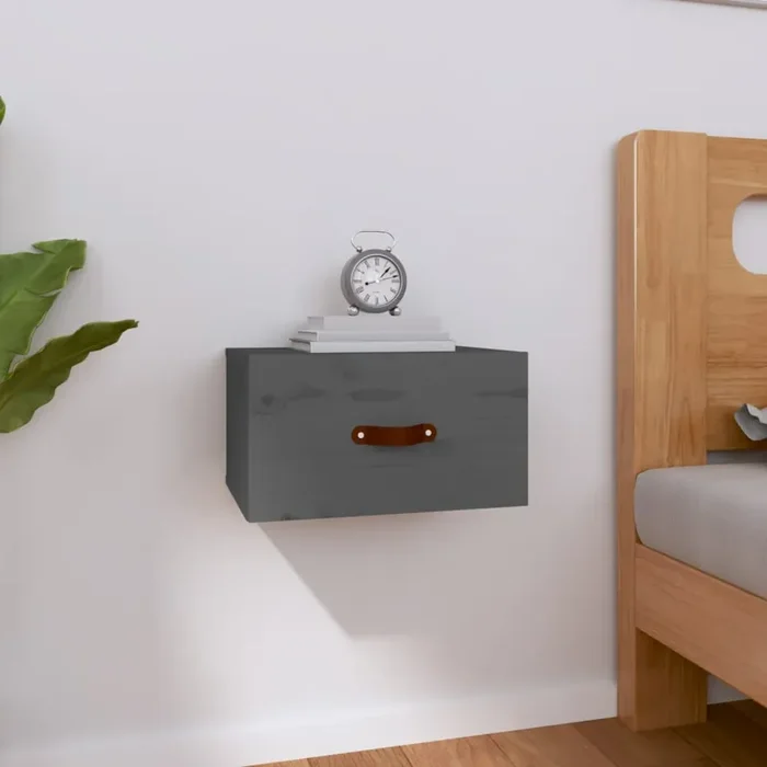 vidaXL Wall-mounted Bedside Cabinet Grey 40×29.5×22 cm