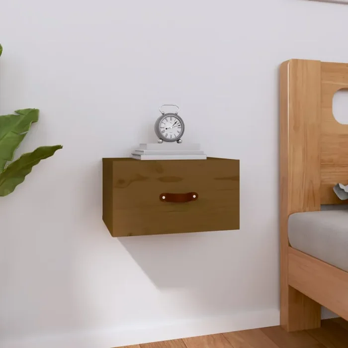 vidaXL Wall-mounted Bedside Cabinet Honey Brown 40×29.5×22 cm